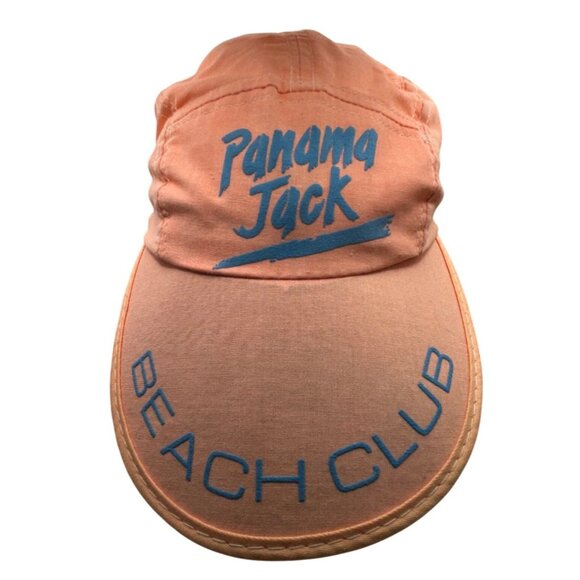Original Vintage Panama Jack Beach Club Orange Sun Hat One Size Elastic Band Cap - Picture 1 of 9